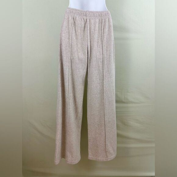 Outerknown Hightide Wide Leg Terrycloth Beach Lounge Pant in Oatmeal - Picture 3 of 9